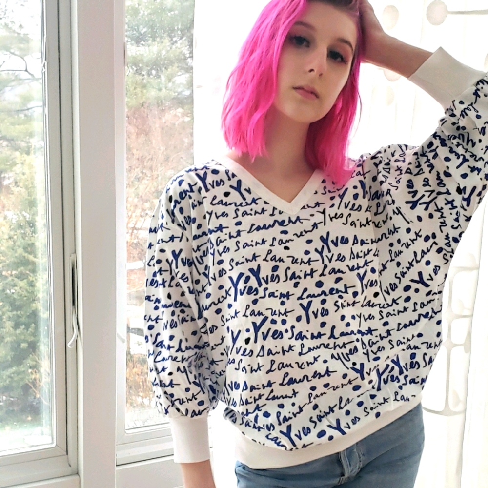Yves Saint Laurent vintage v-neck sweatshirt/ top